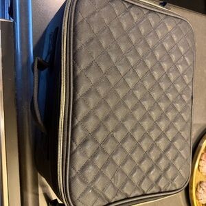 Elegant Black Quilted Cosmetic Bag